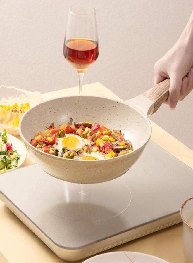HaRvic Non Stick Egg Frying pan with Blocks Aluminium Fry pan for Cooking with Wooden Handle Egg Omelette pan Round with Detachable Handle (Granite Kadhai pan 28 CM) - Image 2
